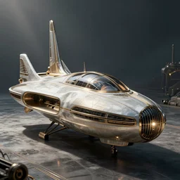 art deco luxury spaceship, retro futuristic, alternate reality, atompunk, dieselpunk, concept art, photorealistic