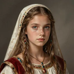 portrait annasophia robb as ancient sardinian girl, highly detailed, digital painting, artstation, concept art, sharp focus, illustration, art by aleksi briclot, raphael lacoste, magali villeneuve