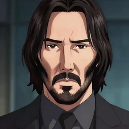 portrait of John Wick in anime style, anime, detailed face, Anime