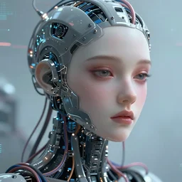 cyborg machine, wires bare, beautiful face, sad eyes, love, dreamscape, digital painting, concept art, 8 k