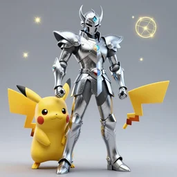 A silver zodiac knight from saint seiya using an armor of a Pikachu constelation by Stanley Artgerm Lau, WLOP, Rossdraws, ArtStation, CGSociety, concept art, cgsociety, octane render, trending on artstation, artstationHD, artstationHQ, unreal engine, 4k, 8k,