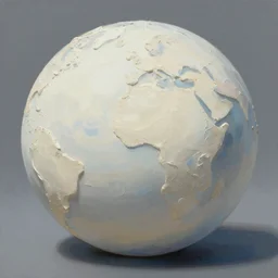 3 dimensional solid large globular geometric 3 d shapes made of solid impasto oil paint, with strong top right lighting creating shadows, colours cream and blue - grey