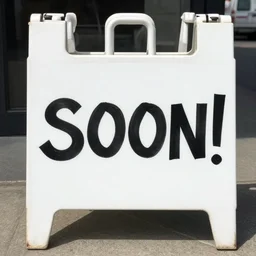 a sign that says soon!!!!!!!!