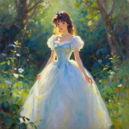 unbecoming unattractive princess in the garden. oil painting by award - winning mangaka. backlighting, chiaroscuro, depth of field, luminescent colors.