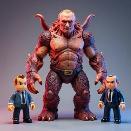 hyperrealistic rendering, cronenberg flesh monster vladimir putin by art of skinner and richard corben and jeff easley, product photography, action figure, sofubi, studio lighting, colored gels