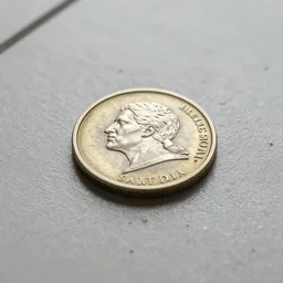 macro shot of a coin glued to the floor, 8k