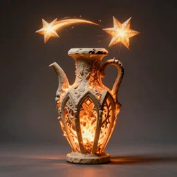 flaming gothic stone vase, pot, jug in the shape of a shooting star. karl blossfeldt, salvador dali