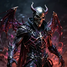 ultra realistic, demonic grim reaper, metal skull mask with a cloak made of symbiote venom, demonic energy, cinematic, dramatic lighting, dark, satanic horror, artstation, extremly detailed, insanely detailed and intricate, high detail, colorful by art of sickness 6 6 6, 4 k post - processing, 8 k ultra had resolution, by grymm and nekro xiii