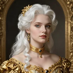 portrait of a victorian duke, girl with a stylized sexy with white hair, royal style, elite, gold, art deco, symmetry, octopus, stylized illustration by peter mohrbacher, moebius, victo ngai, vivid colorful comic style, line sleek, diesel punk