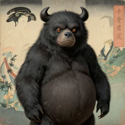 portrait of bugbear, highly detailed, artstation, in the style of moebius, jugendstil and classic japanese print, art by rene magritte and jean delville