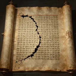 ultra - realistic photo of a partially damaged dead sea scroll in the style of the necronomicon with nabeatean aramaic in sideways columns, dark, brooding, volume lighting, atmospheric lighting, painted, intricate, ultra detailed by dave dorman, jason edminston, bob eggleton, hr giger, well composed, best on artstation, cgsociety, epic, stunning, gorgeous, intricate detail, wow, masterpiece