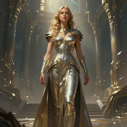 armless woman, ruler of a modern technocratic empire, full - body, concept art, digital illustration, detailed, artstation