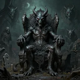 monster graveyard chair, portraits of daemons