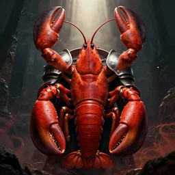 epic poster of the lobster knight, dramatic lighting