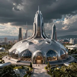 a solarpunk domed city