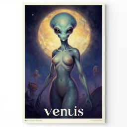 a alien woman from venus by pearl frush, poster artwork