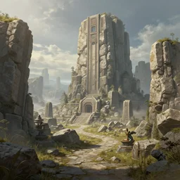 The Sci-Fi stone landscape d&d art, fantasy, painted, 4k, high detail, sharp focus
