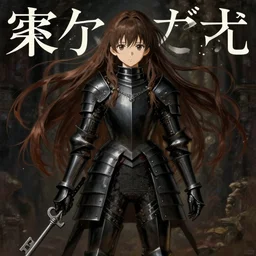 baroque oil painting japanese light novel cover illustration lotr anime key visual full body action shot | young girl black military crusader armour with long flowing brown hair | symmetrical perfect face fine detail delicate features quiet gaze | dark fantasy gapmoe kawaii moody lighting bokeh | trending pixiv fanbox | by greg rutkowski makoto shinkai takashi takeuchi studio ghibli