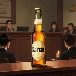 a bottle of beer testifying in court, dramatic lighting, illustration by Greg rutkowski, yoji shinkawa, 4k, digital art, concept art, trending on artstation