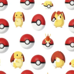 pattern of pokeballs and mews