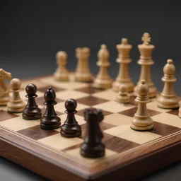 hyper-realistic photo of a complicated chess position, stock photography