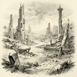 rough concept sketch for a sci fi landscape artwork