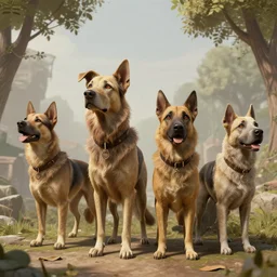 dog civilization, 4 k, art station concept, highly detailed