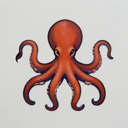 octopus symmetric logo painting by tim biskup and afshar petros, matte background, sharp contours, minimal, trending on artstation