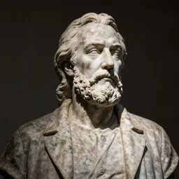 A marble statue of Linus Torvalds photograph Roman close angle
