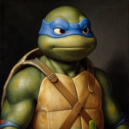 portrait of michaelangelo the ninja turtle, painted in the style of michaelangelo, renaissance painting