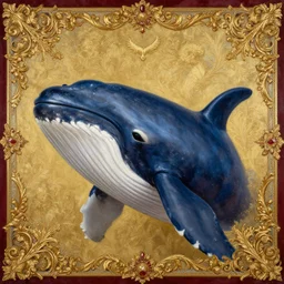 the royal king's killer whale head head by greg hildebrant lisa frank fancy rococo baroque regal oil painting high quality award winning clothed in fancy garb