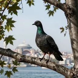 a dove on a tree branch in istanbul by piranesi