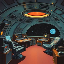 cozy spaceship listening room. ralph mcquarrie scenes. art by, keith parkinson, walter simonson, gerald brom, keith parkinson. r / cassettefuturism. cycles. r / retrobattlestations