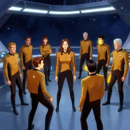 the borg assimilate the crew of star trek next generation, wide angle, colorful digital illustration