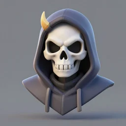 hooded skull, with oni face mask, stylized stl, 3 d render, activision blizzard style, hearthstone style, crash bandicoot artstyle