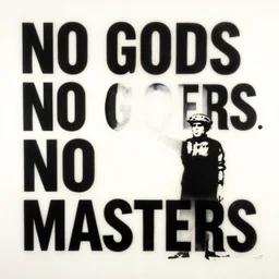 no gods no masters, by bosch and banksy