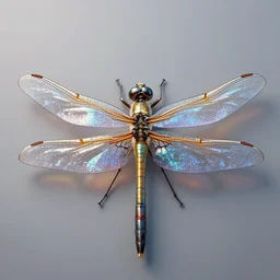 centered symmetric hyperrealistic maximalist overdetailed biomechanical dragonfly. render by adoryanti, machine. delusions, holosomnia, electrixbunny. view from above discodiffusion. 8 k 3 d render. calm beautiful still relaxed shiny transparent reflecting iridescent.