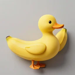 a banana in the shape of a duck. A duck in the shape of a banana. Banana duck. Banana with duck face.