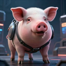 portrait of a pig as a futuristic fighter in a cyberpunk world, detailed, 8 k, n - 4