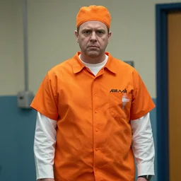 pastor kent hovind in orange prison uniform, still from orange is the new black
