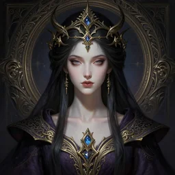 head-on centered symmetrical painted portrait, Noctis Lucis Caelum as an androgynous Mage, intricate fantasy robes, fantasy, intricate, elegant, highly detailed, digital painting, smooth, sharp focus, illustration, dramatic lighting, artstation, in the style of Artgerm and Anna Podedworna and Alex Ross, 8k