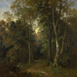 Trees, oil on canvas, by Thomas Cole, by Frederic Edwin Church, by Carl Gustav Carus, trending on artstation, masterpiece, detailed, 8K