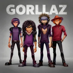 gorillaz, official art by jamie hewlett, press shot, phase 2, four characters