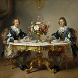 painting of a baroque dessert table by greg hildebrandt tim hildebrant brothers hildebrant