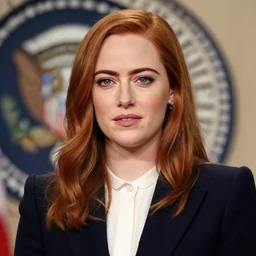 portrait of emma stone dressed as a president, hyper detailed, award winning