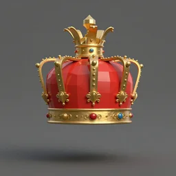 a red crown with a gold crown on top of it, a computer rendering by Emperor Huizong of Song, polycount, rococo, sketchfab, rendered in cinema4d, rendered in maya