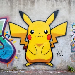 graffiti pikachu on the wall, 15mm photo