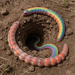 rainbow worm tunnels in the earth, Surrealism, Artstation, Greg rutkowski