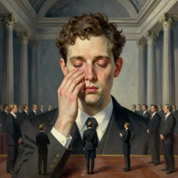 a tear shed in a ritual to fulfill the bargain of a powerful spell, monumental, dynamic interior portrait by magritte, illusion surreal art, highly conceptual figurative art