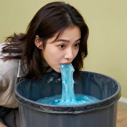 a photograph of jerma 9 8 5 eating slime from a trashcan